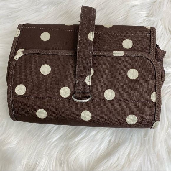 Reisenthel Hanging Brown Polka Dot Wrap Cosmetic Toiletry Travel Bag - Picture 7 of 10